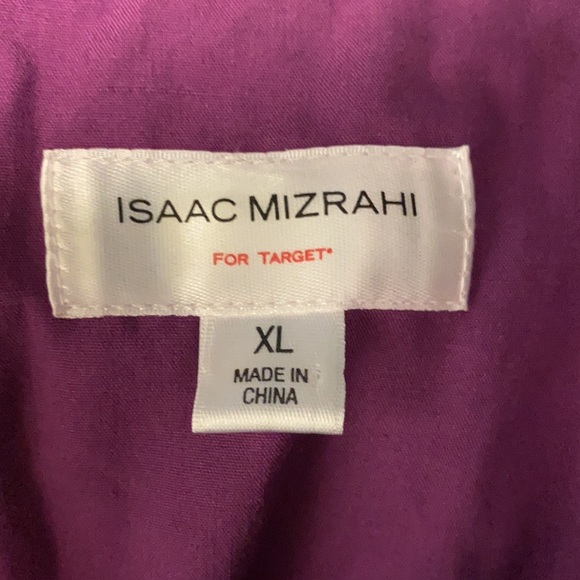 ISAAC MIZRAHI Target XL Velvet Jacket Purple Green Paisley Detail Hidden Buttons - Picture 7 of 8